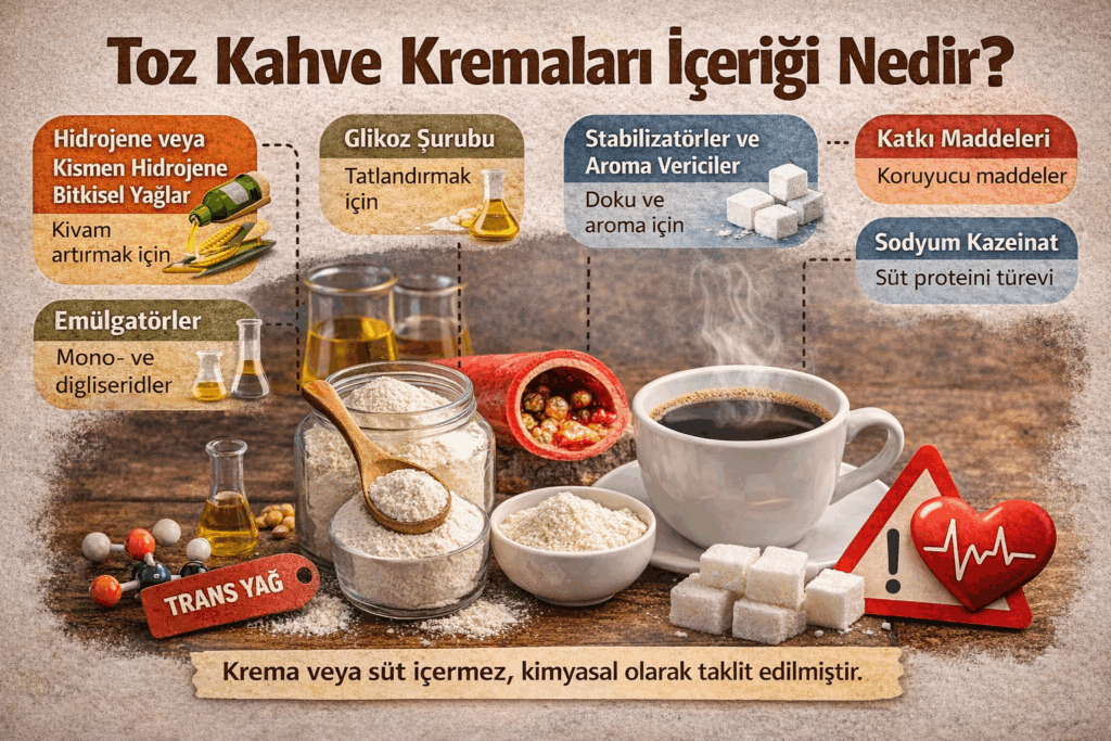 Toz kahve kremaları içeriği