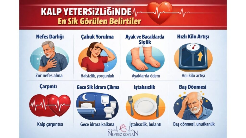 Kalp yetersizliğinde en sık görülen belirtiler