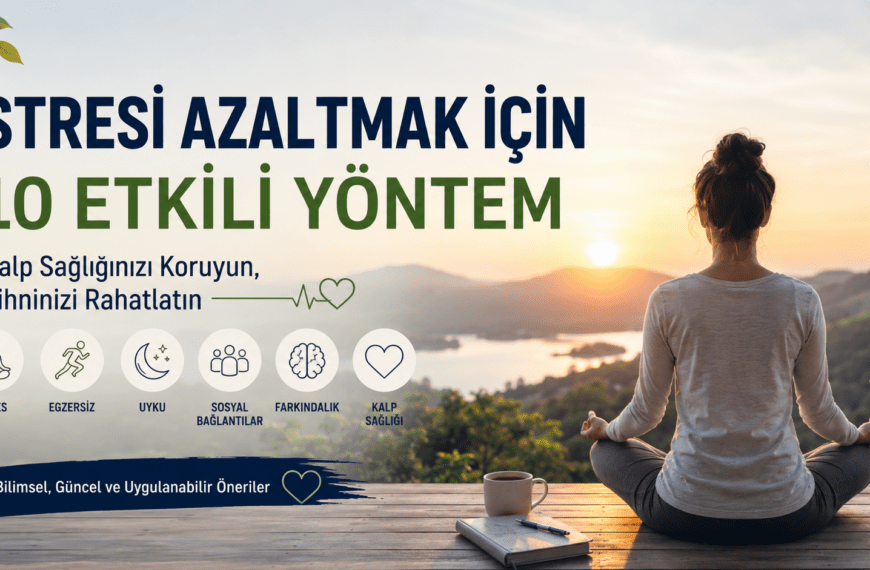 Stresin kalp ve damar sistemi üzerindeki etkilerini anlatan minimalist kalp sağlığı infografiği.