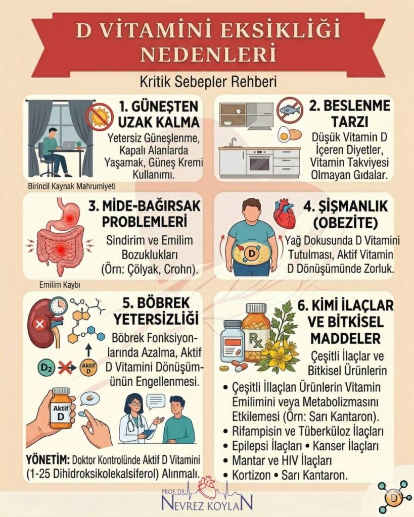 D vitamini eksikliği nedenleri hakkında infografik