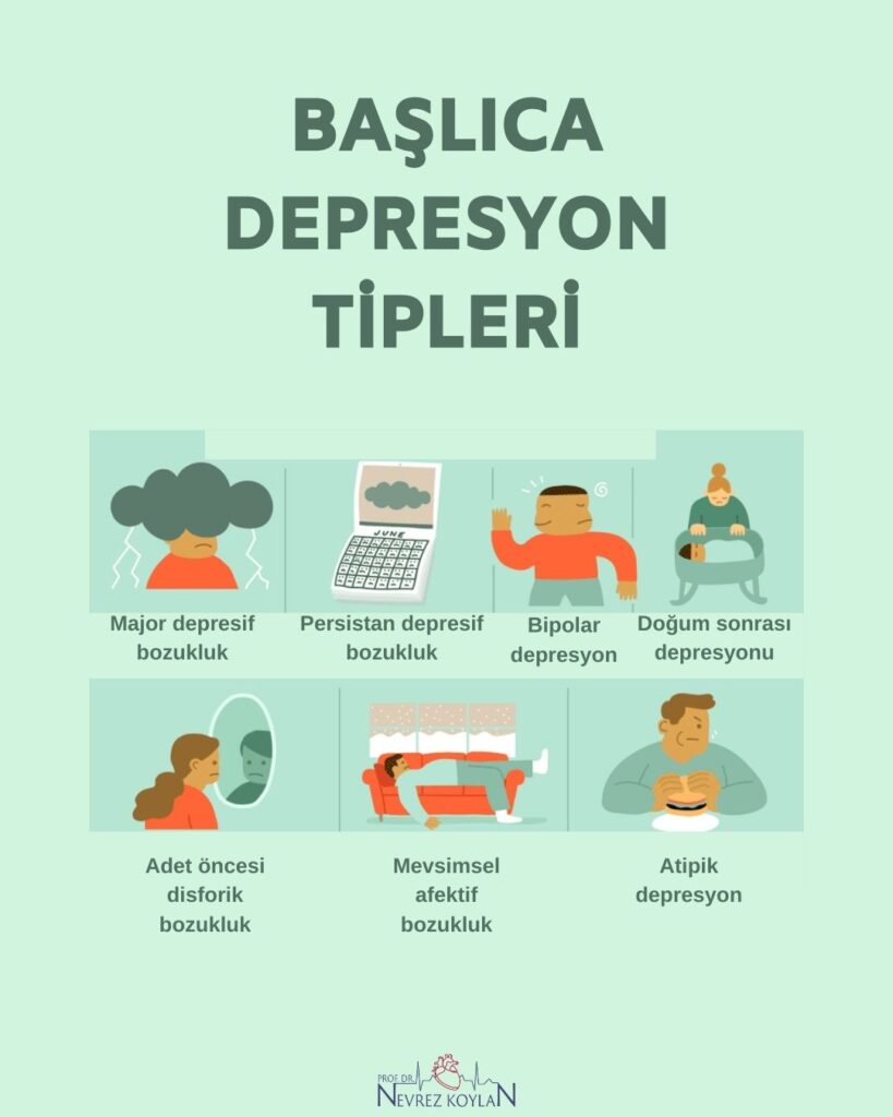 Başlıca depresyon tipleri konusunda Nevrez Koylan blog yazısındaki resim
