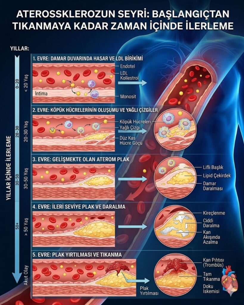 Aterosklerozun seyri konulu infografik görseli