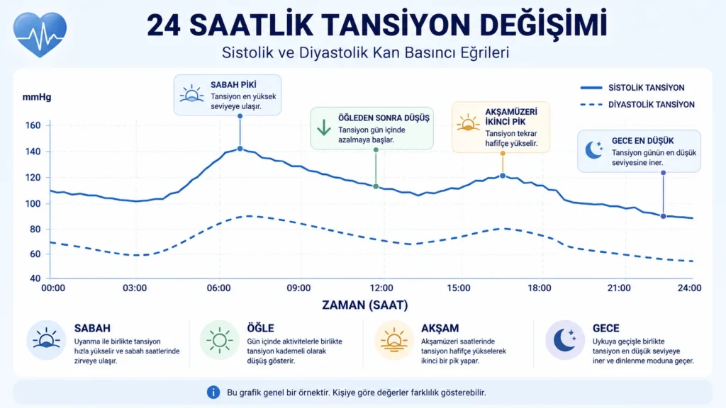 24 saatlik tansiyon değişimi ve günlük tansiyon eğrisi