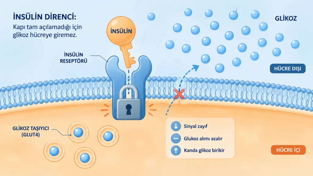 İnsülin direncinde insülin reseptörü ve glukozun hücre içine alınması