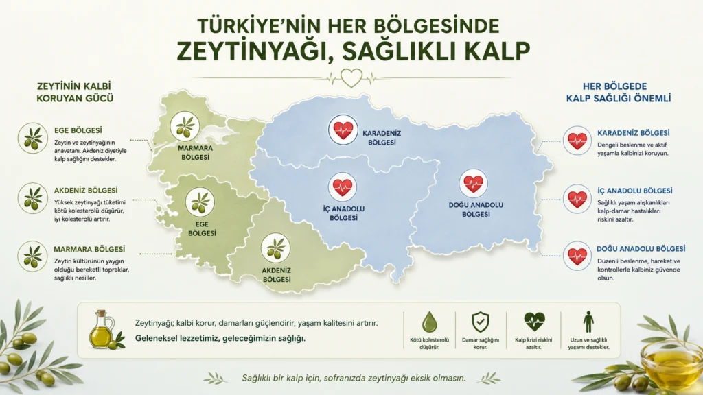 Türkiye'de bölgelere göre zeytinyağı tüketimi ve kalp hastalığı görselleştirmesi
