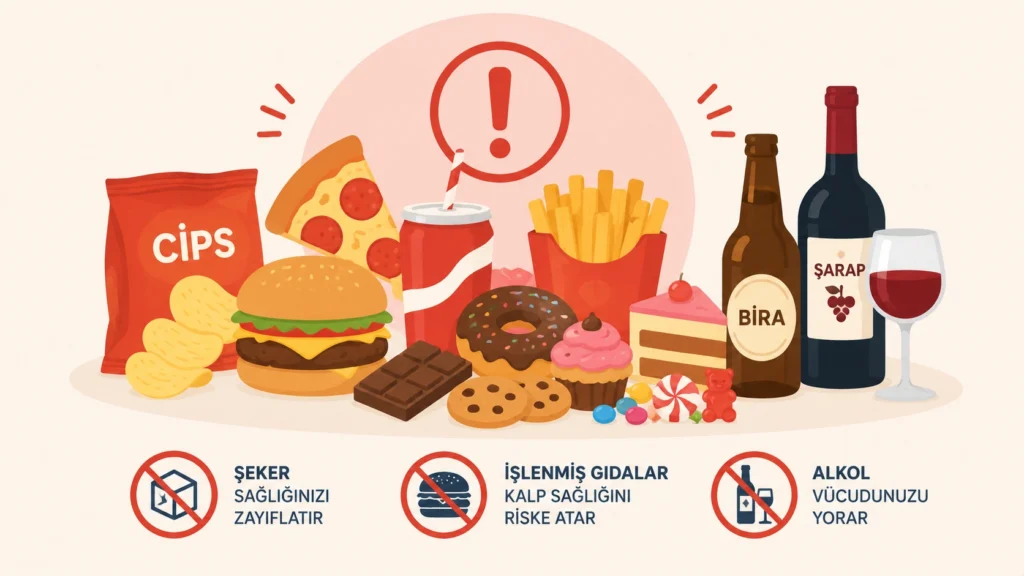 Cinsel ve damar sağlığına zarar veren işlenmiş gıda ve alkol