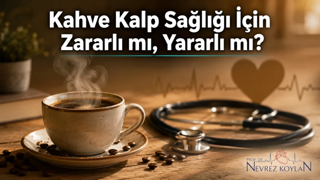 Kahve fincanı ve kalp sağlığı temalı kapak görseli, kardiyoloji blog yazısı