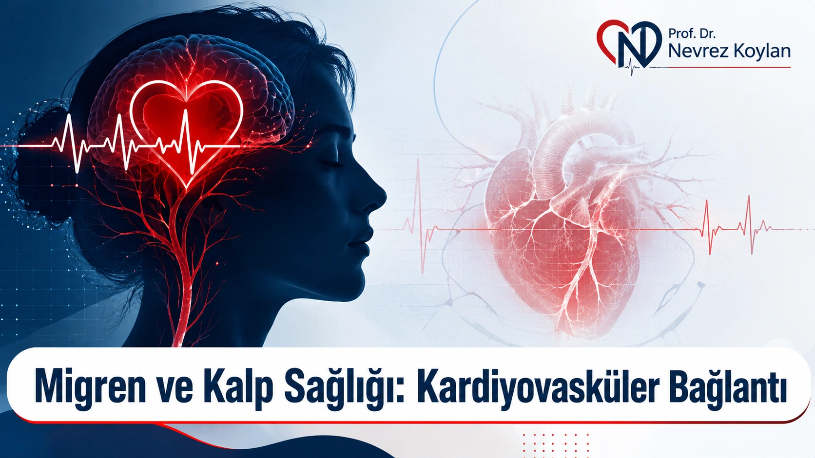 Migren ve kalp sağlığı arasındaki kardiyovasküler bağlantıyı gösteren kapak görseli