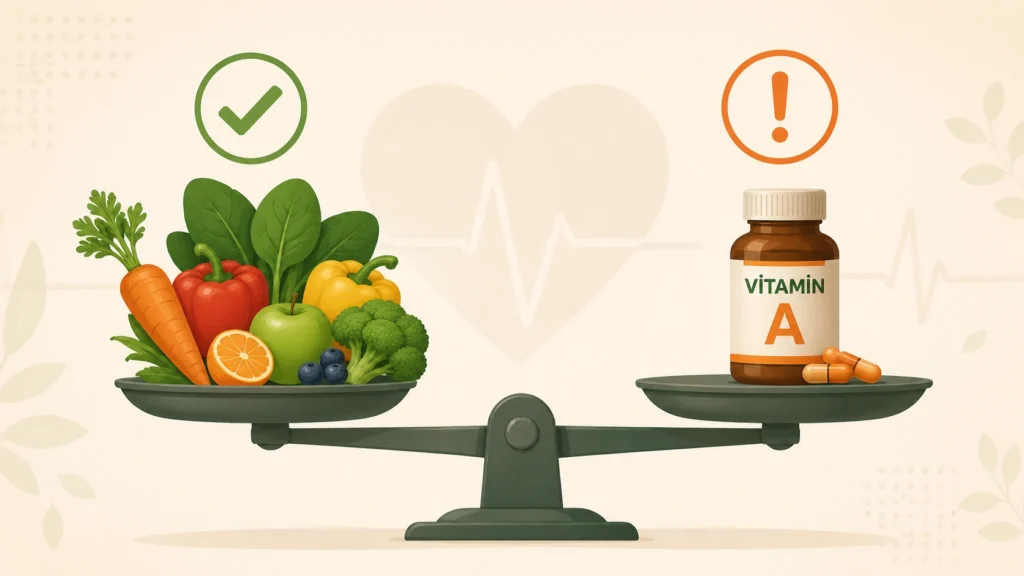 A vitamini beta karoten besin ile takviye karşılaştırması kalp sağlığı görseli
