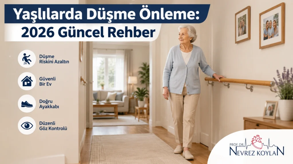 Ortostatik hipotansiyon ve kalp ritim bozukluğunun düşme ile ilişkisini gösteren illüstrasyon