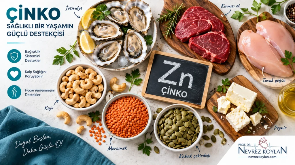 Çinko açısından zengin besinler: kırmızı et, deniz ürünleri, kaju ve mercimek
