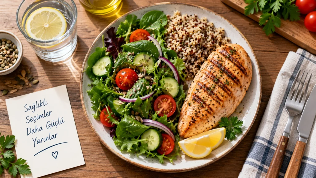 Menopoz döneminde önerilen protein ve sebze ağırlıklı sağlıklı tabak