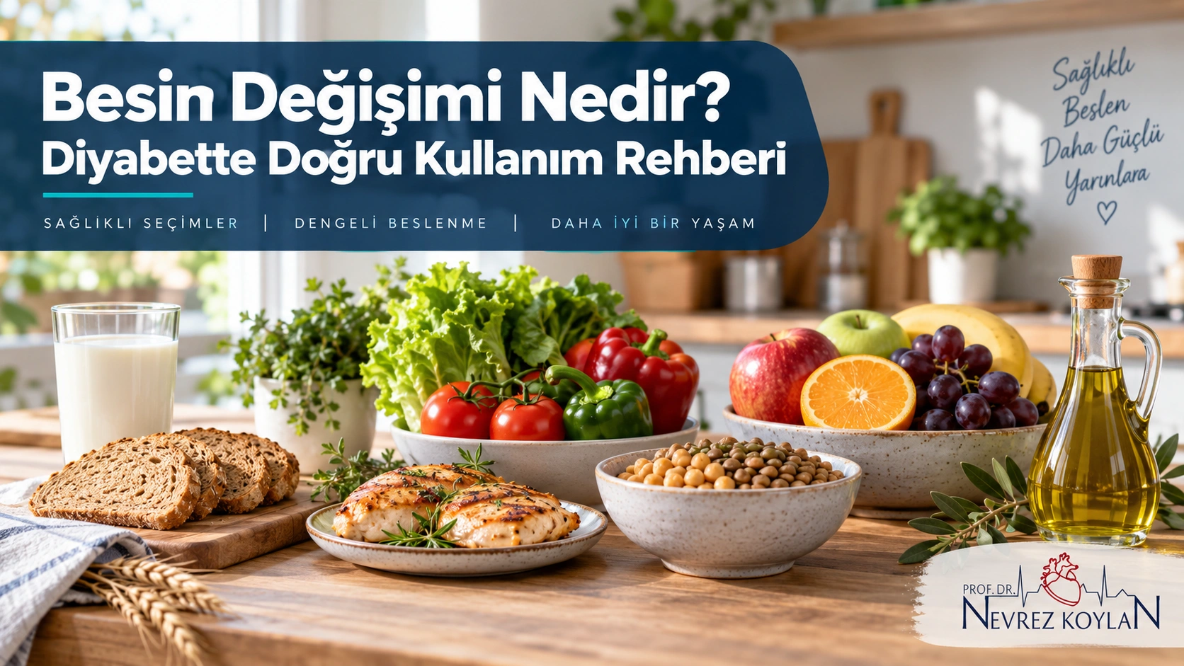 Besin değişimi grupları kapak görseli – süt, et, ekmek, sebze, meyve, baklagil ve yağ grubu yiyecekler