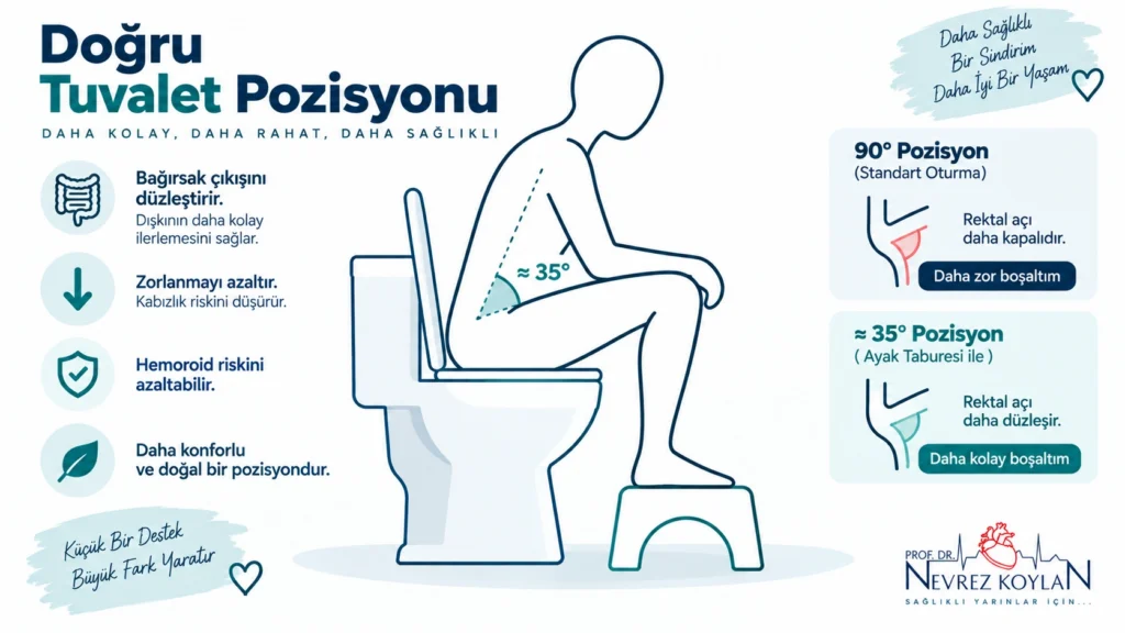 Dışkılamayı kolaylaştıran tuvalet taburesi kullanımı