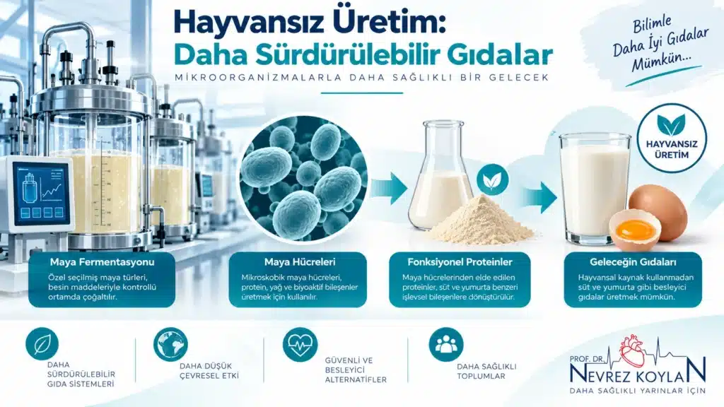 Hassas fermantasyon teknolojisiyle üretilen hayvansız süt ve yumurta proteini görseli