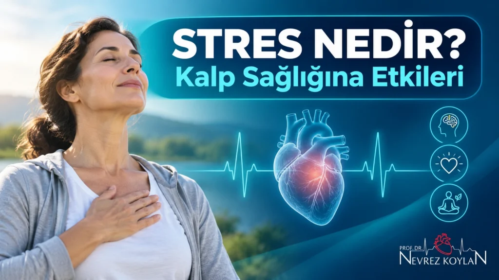 Stres nedir görselinin kapak fotoğrafı — kronik stresin kalp sağlığına etkisini anlatan Prof. Dr. Nevrez Koylan blog kapağı