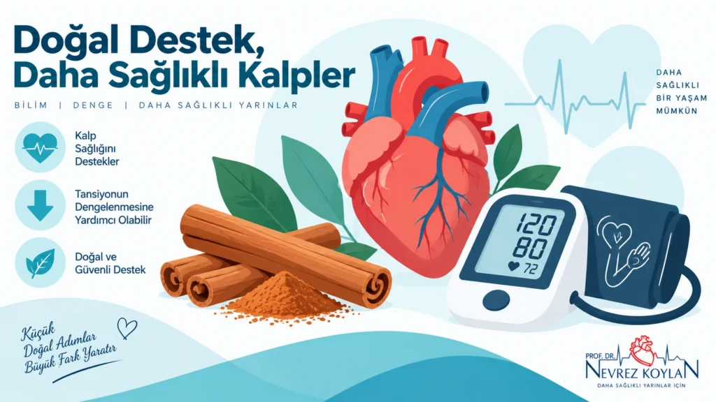 Tarçının kalp sağlığı ve kan basıncı üzerindeki etkisini gösteren illüstrasyon