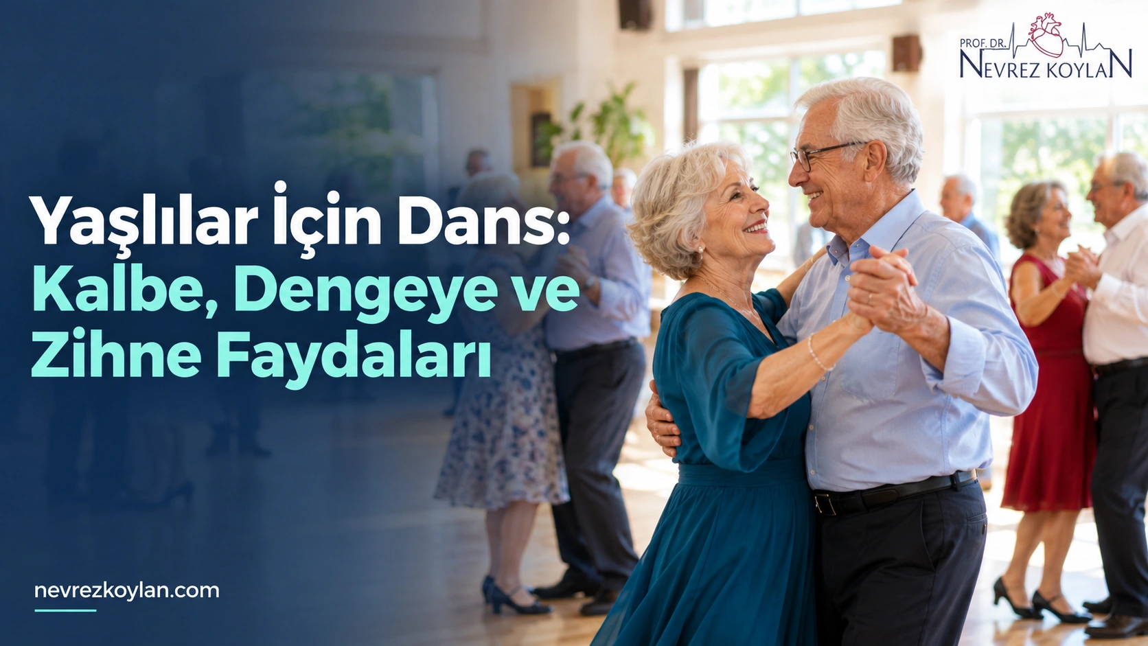 Yaşlılar için dans: gün ışığı alan salonda müzik eşliğinde dans eden gülümseyen yaşlı çiftler