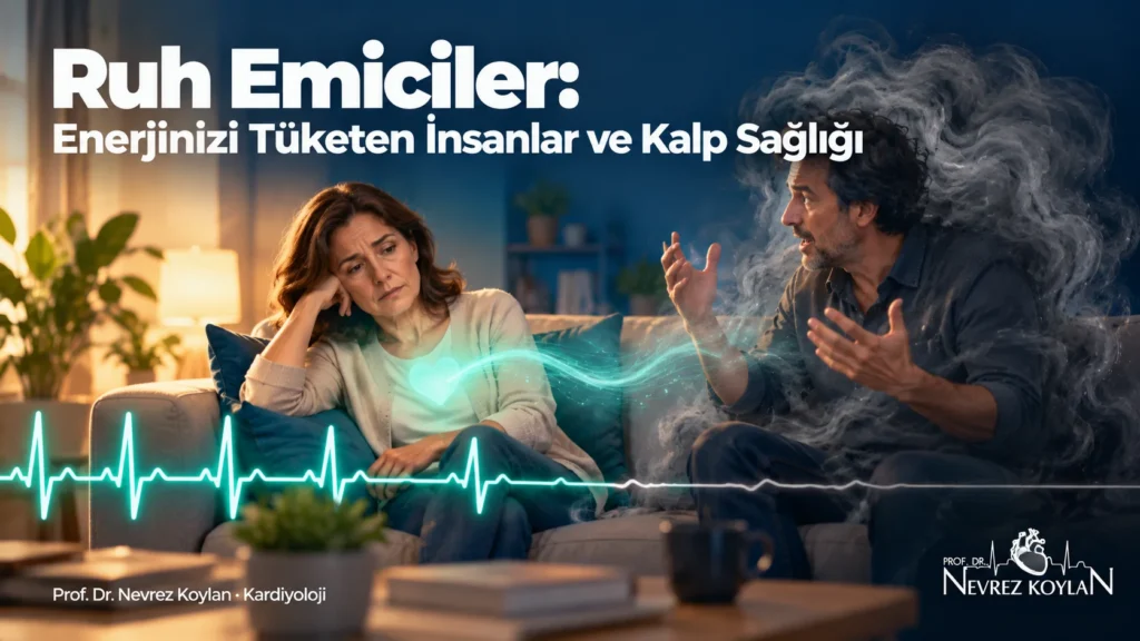 Ruh emiciler: kanepede konuşan iki kişiden birinden diğerine akan soluk enerji ve zayıflayan EKG çizgisi