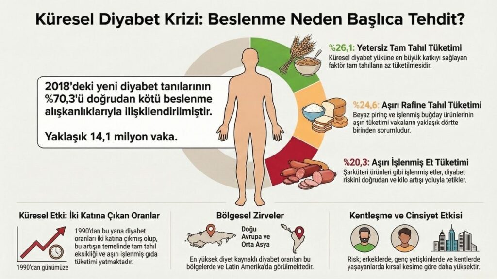 Küresel diyabet krizi: Beslenme neden başlıca tehdit? konulu infografik görseli