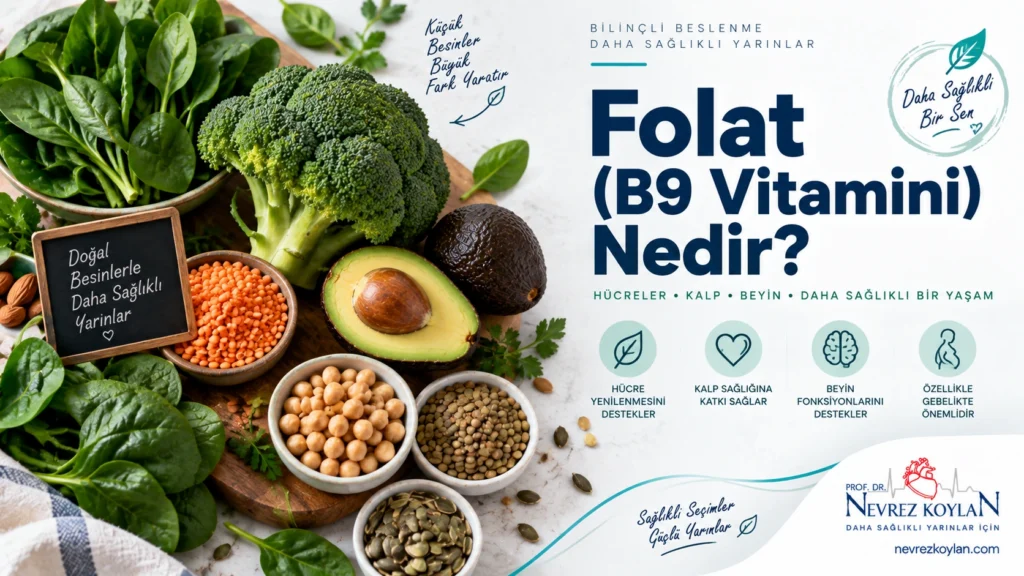 Folat B9 vitamini nedir kapak görseli — yeşil yapraklı sebzeler ve baklagiller