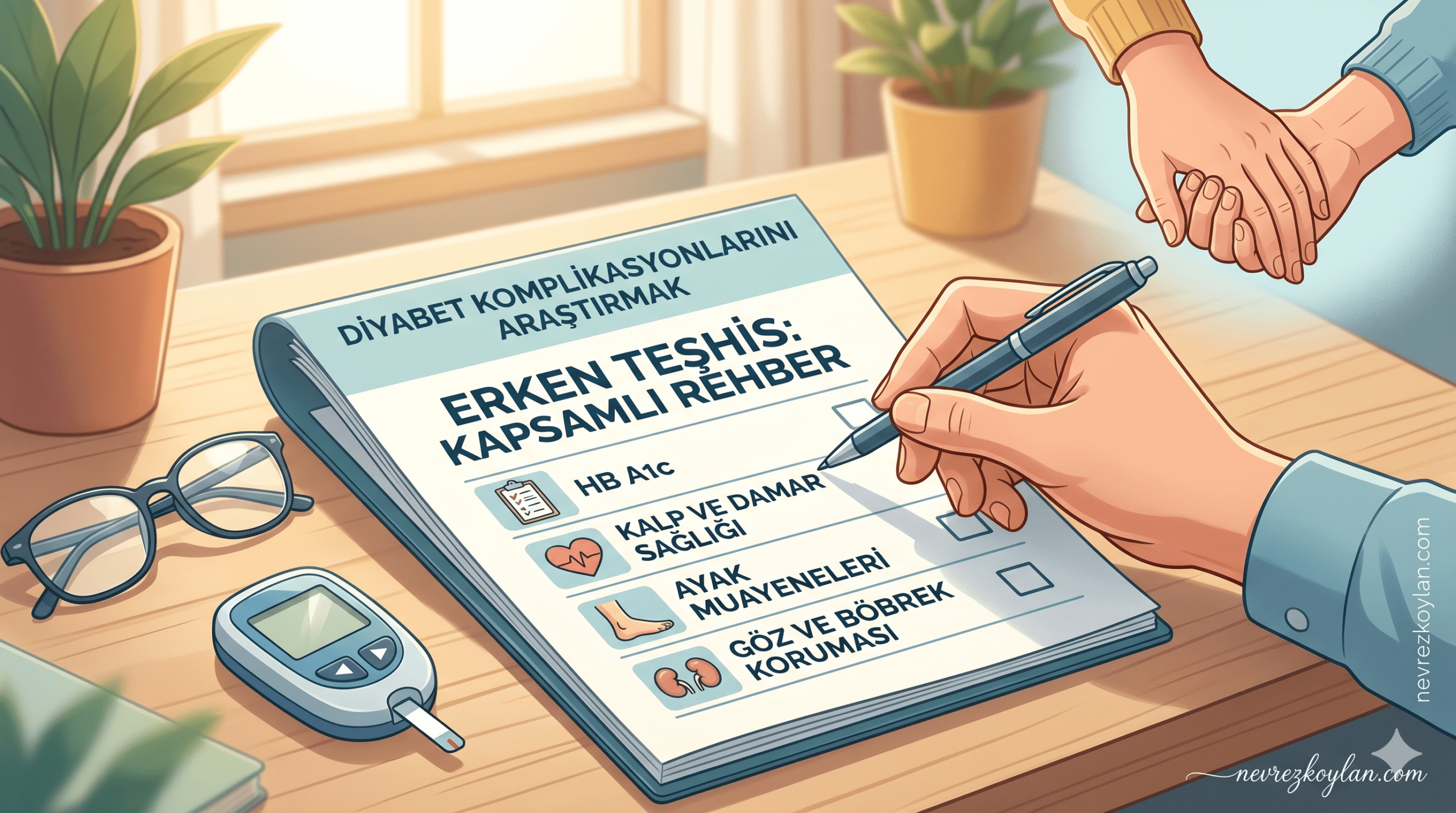 Diyabet komplikasyonları tarama kontrol listesi ve erken teşhis rehberi kapak görseli
