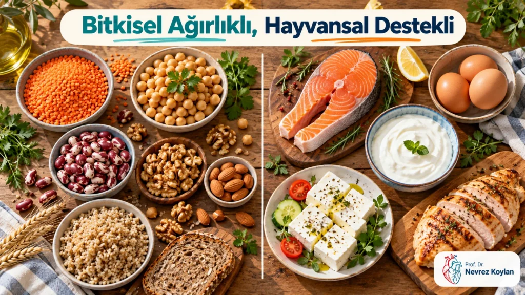 Yaşlılar için bitkisel ve hayvansal protein kaynakları: mercimek, nohut, ceviz, somon, yumurta ve yoğurt