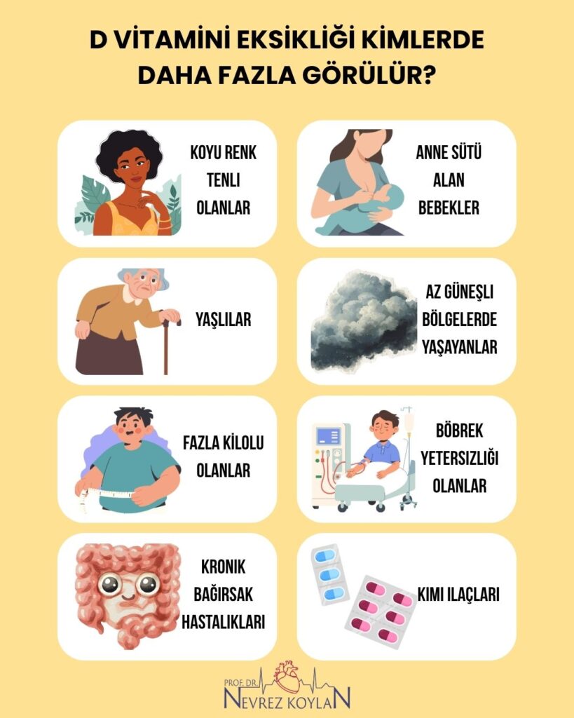D vitamini eksikliği kimlerde daha fazla görülür konulu infografik görseli