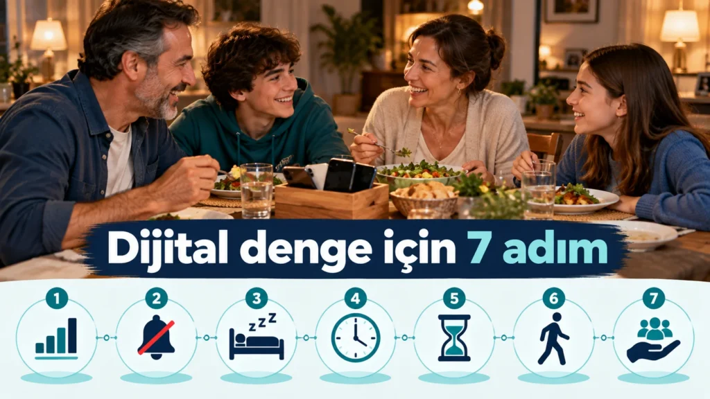 Teknoloji bağımlılığını azaltmak için 7 adım: telefonlarını kutuya koyup akşam yemeğinde sohbet eden aile