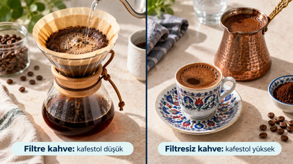 Filtre kahve ile Türk kahvesinin kolesterolü etkileyen kafestol içeriği bakımından karşılaştırılması