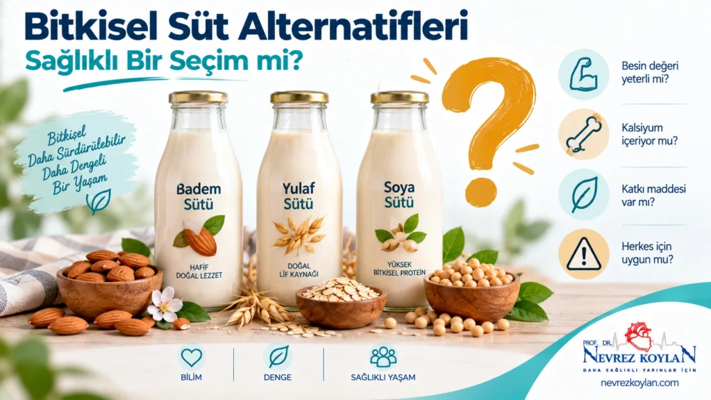 Bitkisel süt alternatiflerinin iyot içeriğinin düşük olması nedeniyle oluşan eksiklik riskini gösteren görsel