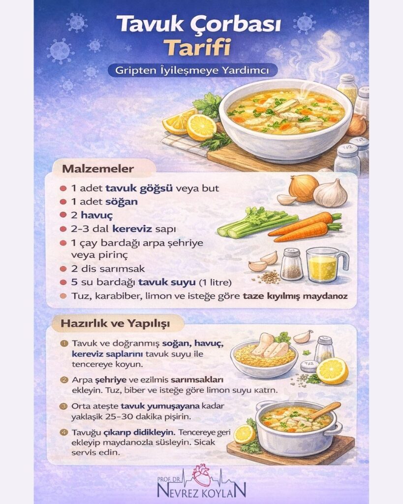 Gripten iyileşmeye yardımcı tavuk çorbası tarifi
