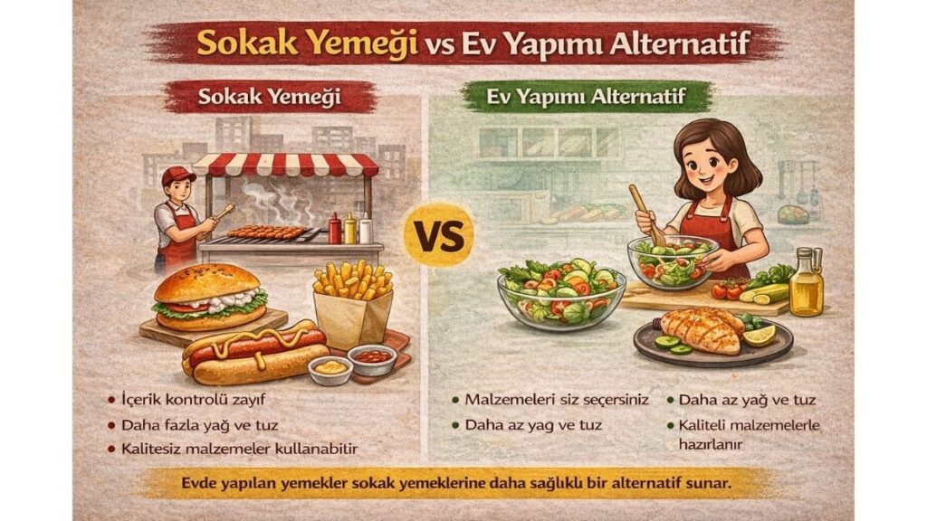 sokak yemeği vs. ev yapımı alternatif