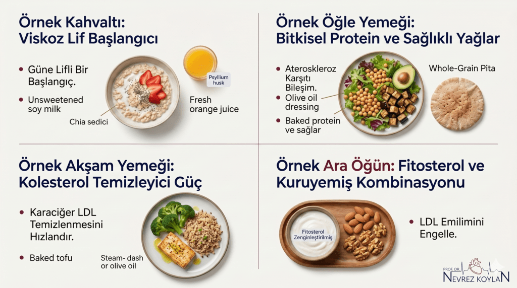Portfolio diyeti örnek menüsü: Yulaf ezmesi, nohutlu salata, fırınlanmış tofu ve kuruyemişli yoğurt tabakları - Prof. Dr. Nevrez Koylan