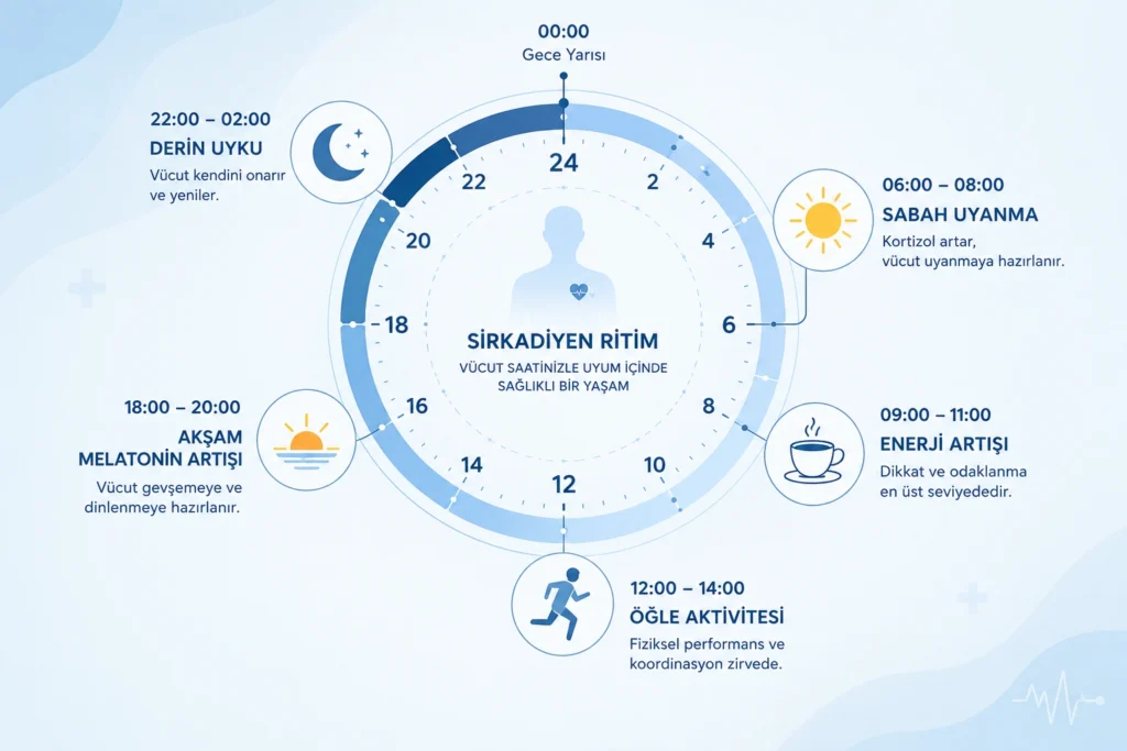 Sabah saatlerinde tansiyon ve kalp krizi riskinin arttığını gösteren grafik illüstrasyonu