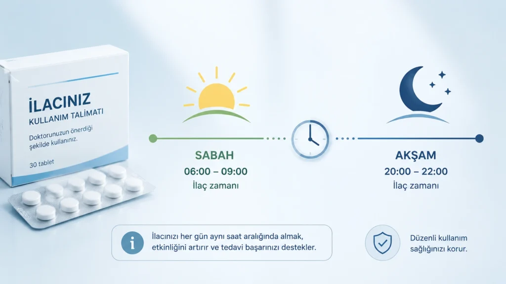 Tansiyon ilacının sabah veya akşam alınmasını karşılaştıran kronoterapi illüstrasyonu