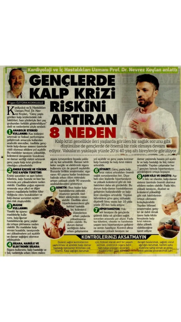 Gençlerde kalp krizi riskini artıran 8 neden ve kardiyoloji uzmanı Prof. Dr. Nevrez Koylan'ın önerileri