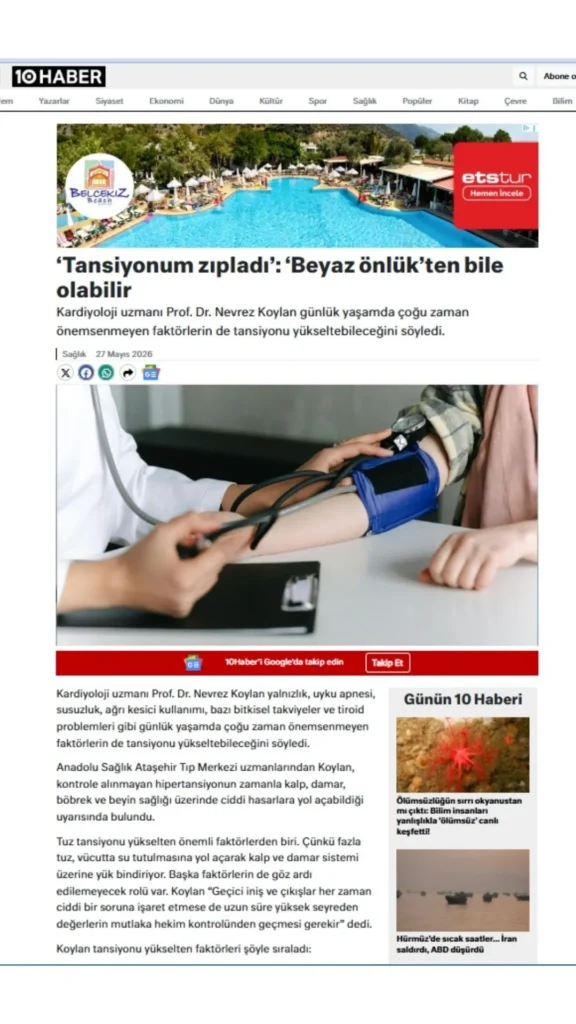 Uykusuzluk, susuzluk, tuz tüketimi ve günlük yaşam alışkanlıklarının tansiyonu yükseltmesi