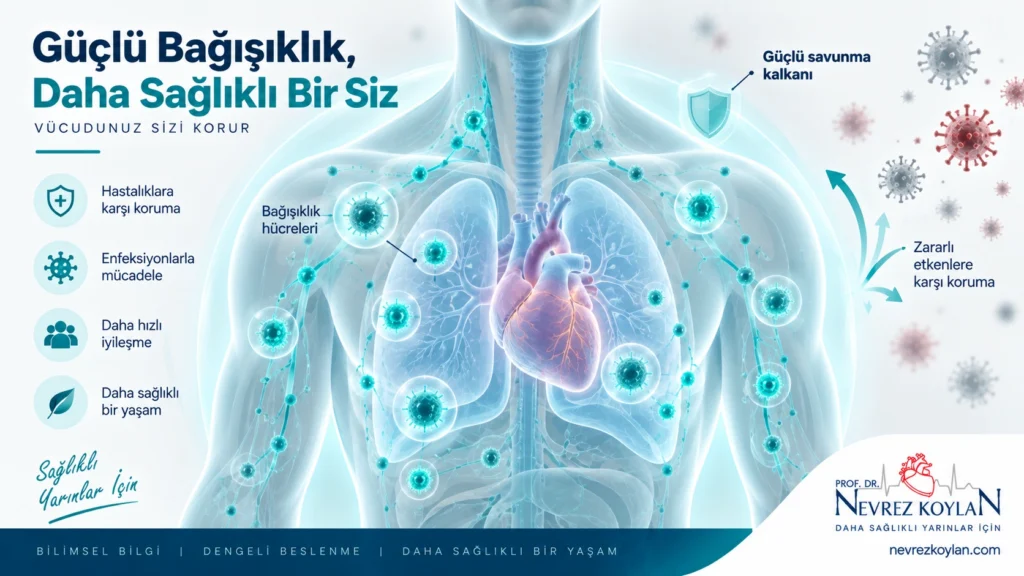 C vitamininin bağışıklık sistemi hücrelerini destekleyici etkisini gösteren görsel