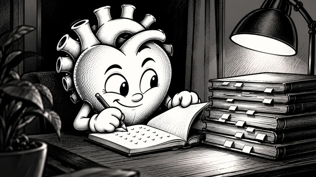 Kimsenin görmediği bir deftere sessizce not düşen gizemli bir karikatür karakter