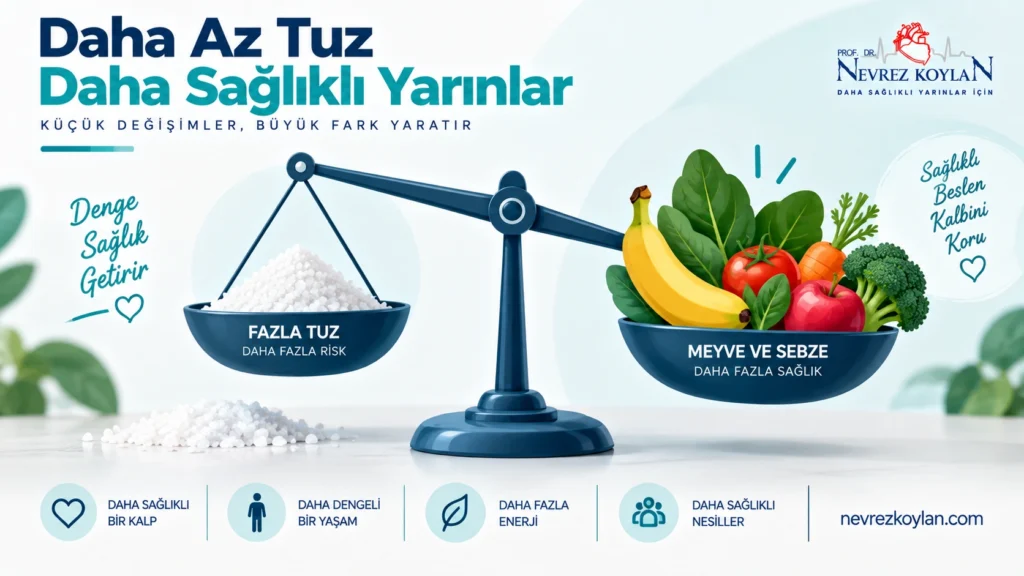 Sodyum ve potasyum dengesini gösteren terazi illüstrasyonu — kan basıncı kontrolünde besin dengesinin önemi