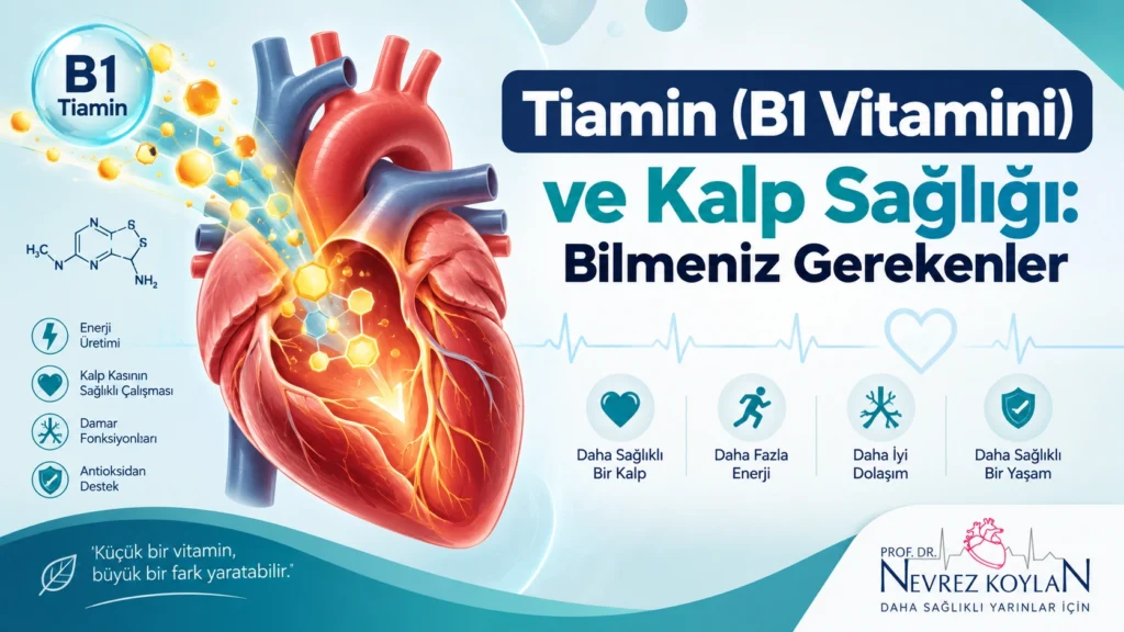 Tiamin (B1 vitamini) ve kalp sağlığı arasındaki ilişkiyi anlatan kapak görseli