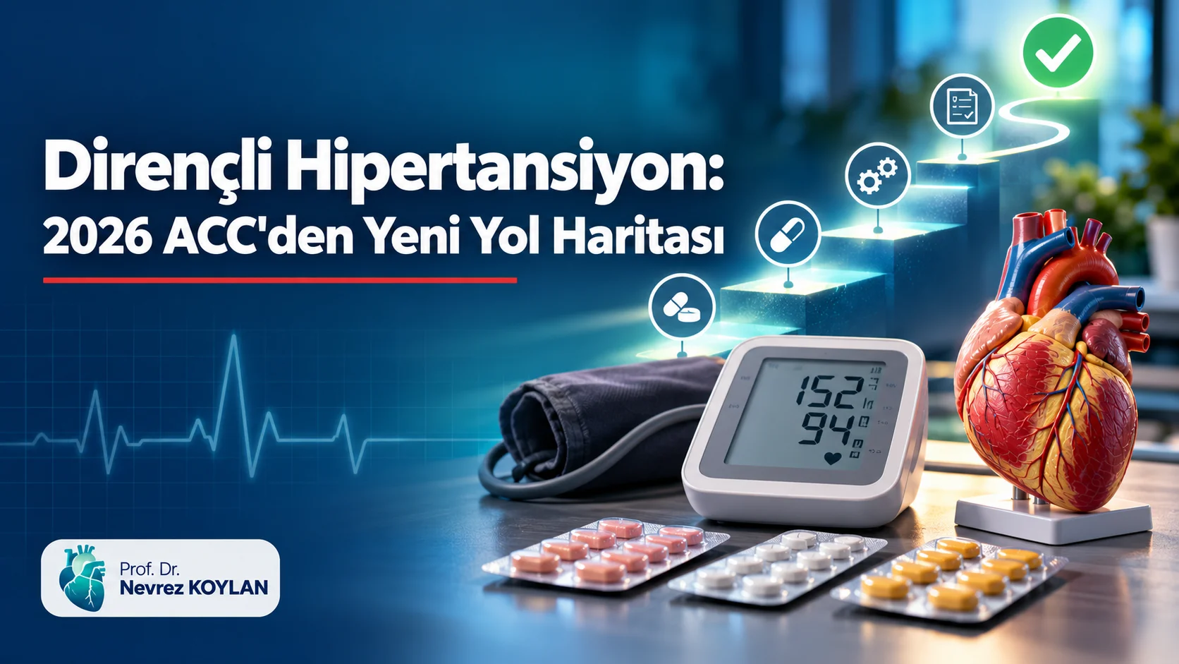 Dirençli hipertansiyon için 2026 ACC yol haritası: tansiyon aleti, kalp modeli ve adım adım tedavi yolu