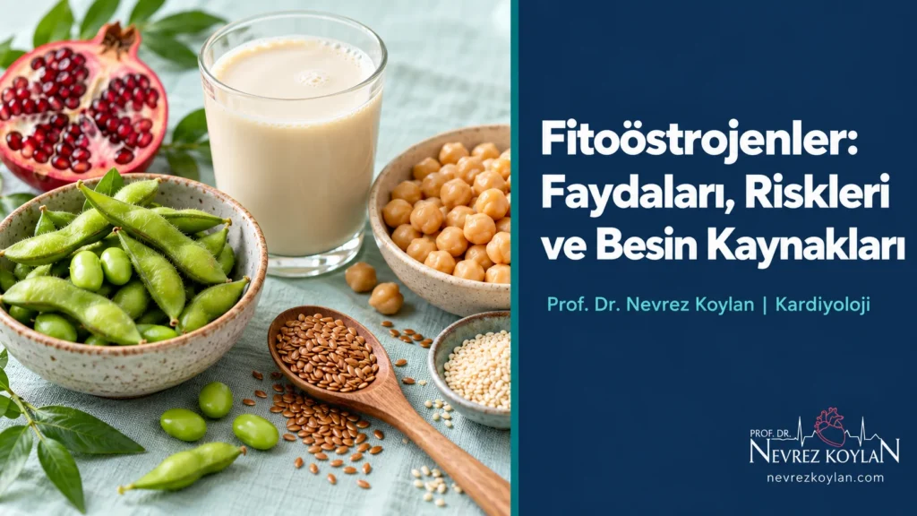 Fitoöstrojenler: faydaları, riskleri ve besin kaynakları – soya, edamame, keten tohumu ve nohut içeren kapak görseli