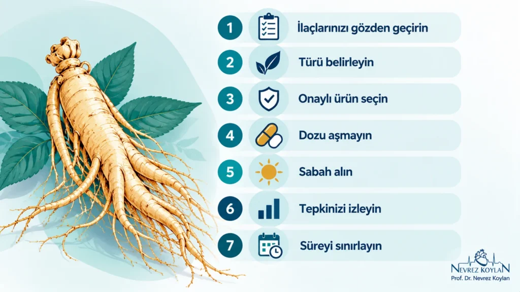 Ginseng takviyesini güvenle kullanmak için yedi adımlık kontrol listesi